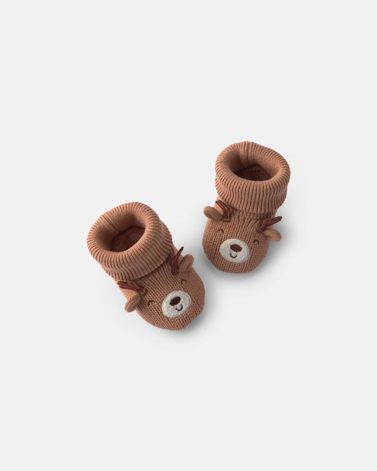 Baby Christmas Reindeer Booties - Brown
