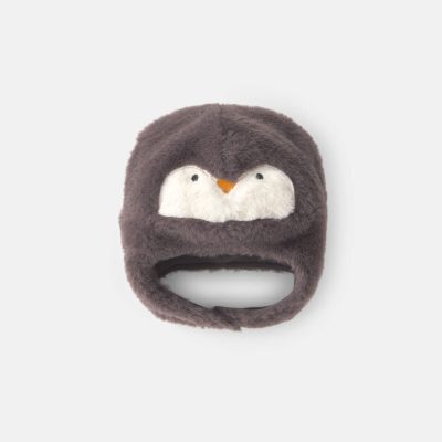 Baby Penguin Christmas Fleece Hat - Grey