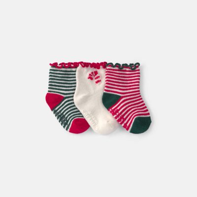 Baby Girl 3-Pack Christmas No Show Socks