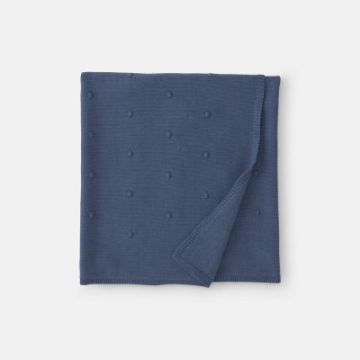 Baby Boy Knit Dot Blanket - Navy Blue