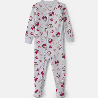 Baby 1-Piece Disney Mickey Mouse Christmas 100% Cotton Snug Fit Footed Pajama - Blue