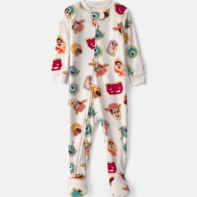 Baby Boy 1-Piece Pixar 2-Way Zip DreamPlush Snug Fit Footed Pajama - Cream