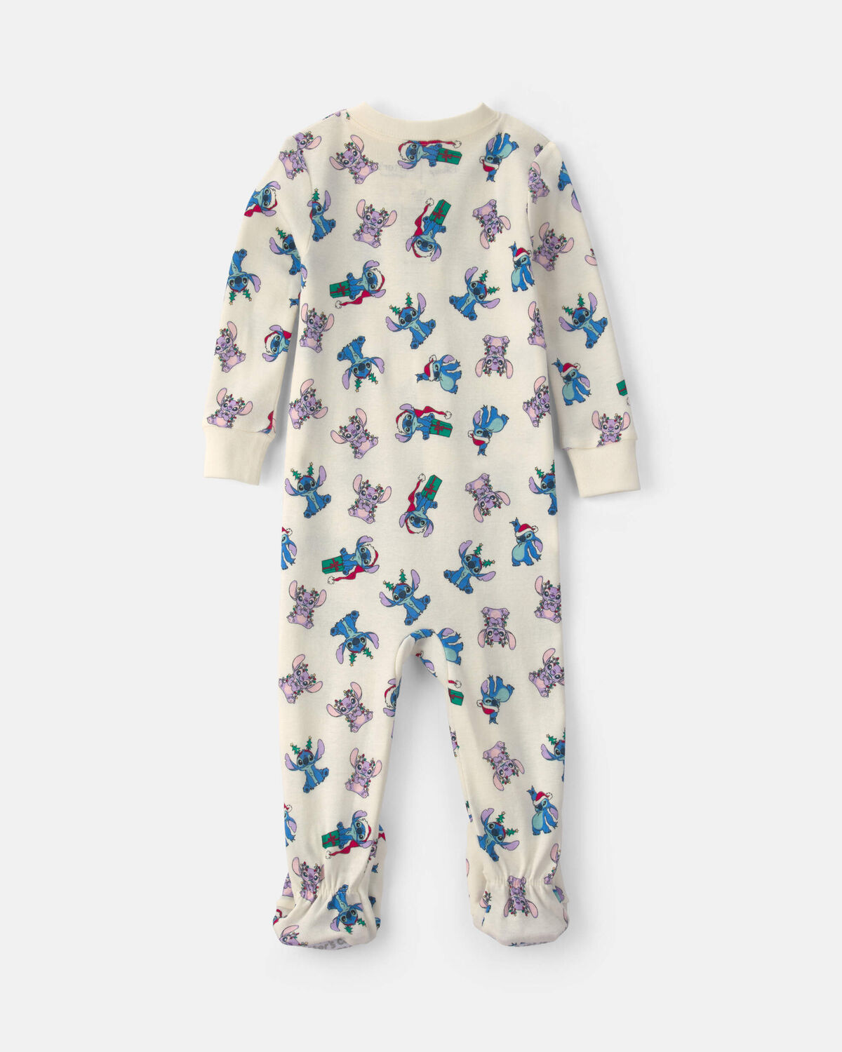 Baby 1-Piece Stitch Christmas 2-Way Zip 100% Cotton Snug Fit Footed Pajama - Ivory - Image 2
