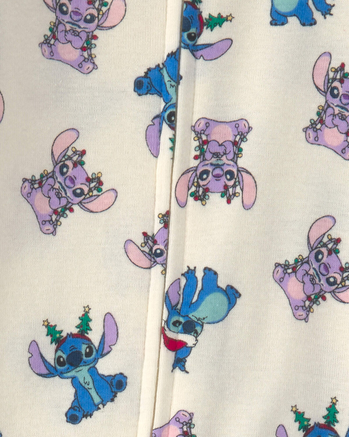 Baby 1-Piece Stitch Christmas 2-Way Zip 100% Cotton Snug Fit Footed Pajama - Ivory - Image 4