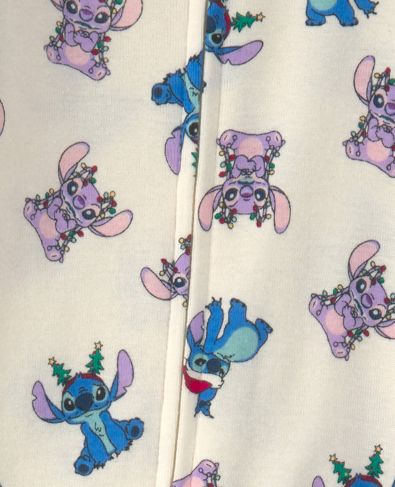 Baby 1-Piece Stitch Christmas 2-Way Zip 100% Cotton Snug Fit Footed Pajama - Ivory - Image 5