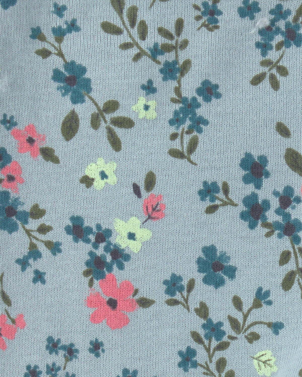Baby Girl 3-Piece Floral Teddy Fleece Layering Set - Blue/Cream - Image 4