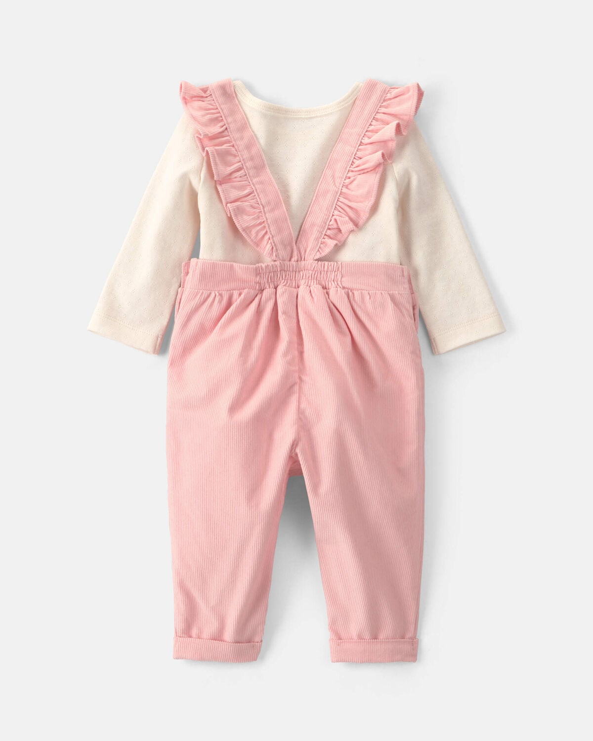 Baby Girl 2-Piece Heart Corduroy Overall Set - Pink - Image 2