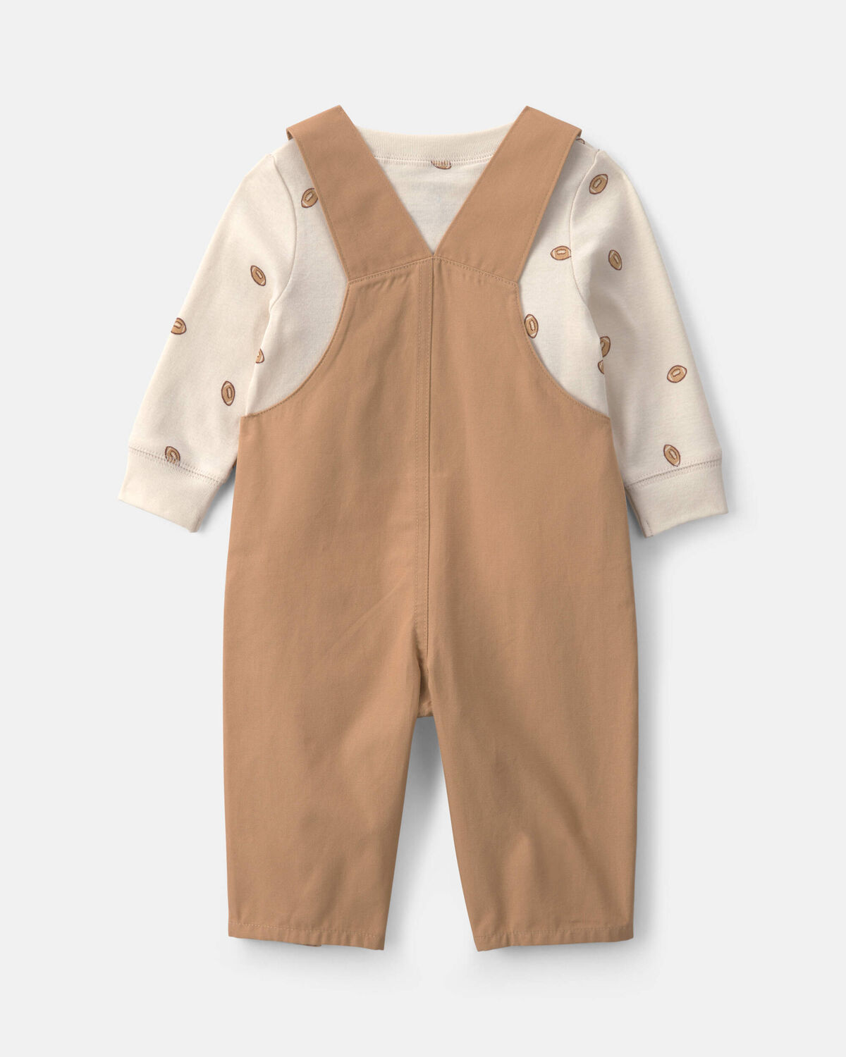 Baby Boy 2-Piece Football Long-Sleeve Overall Set - Brown/Cream - Image 2