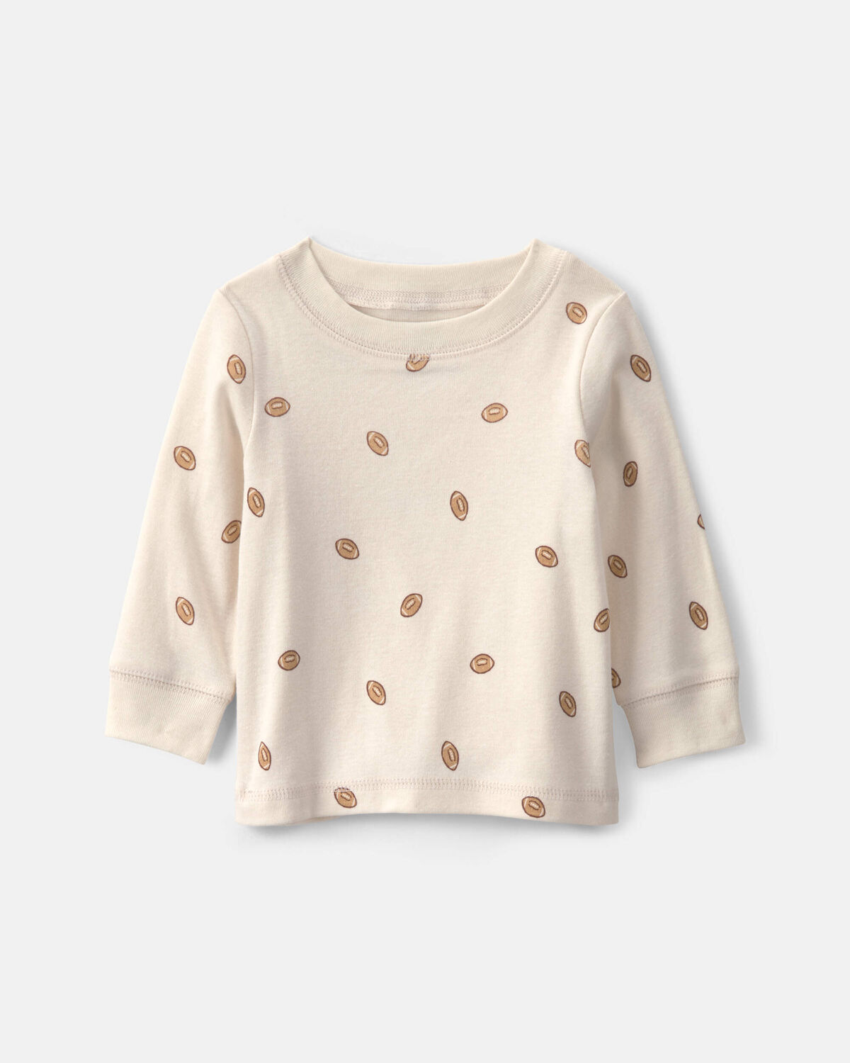 Baby Boy 2-Piece Football Long-Sleeve Overall Set - Brown/Cream - Image 3