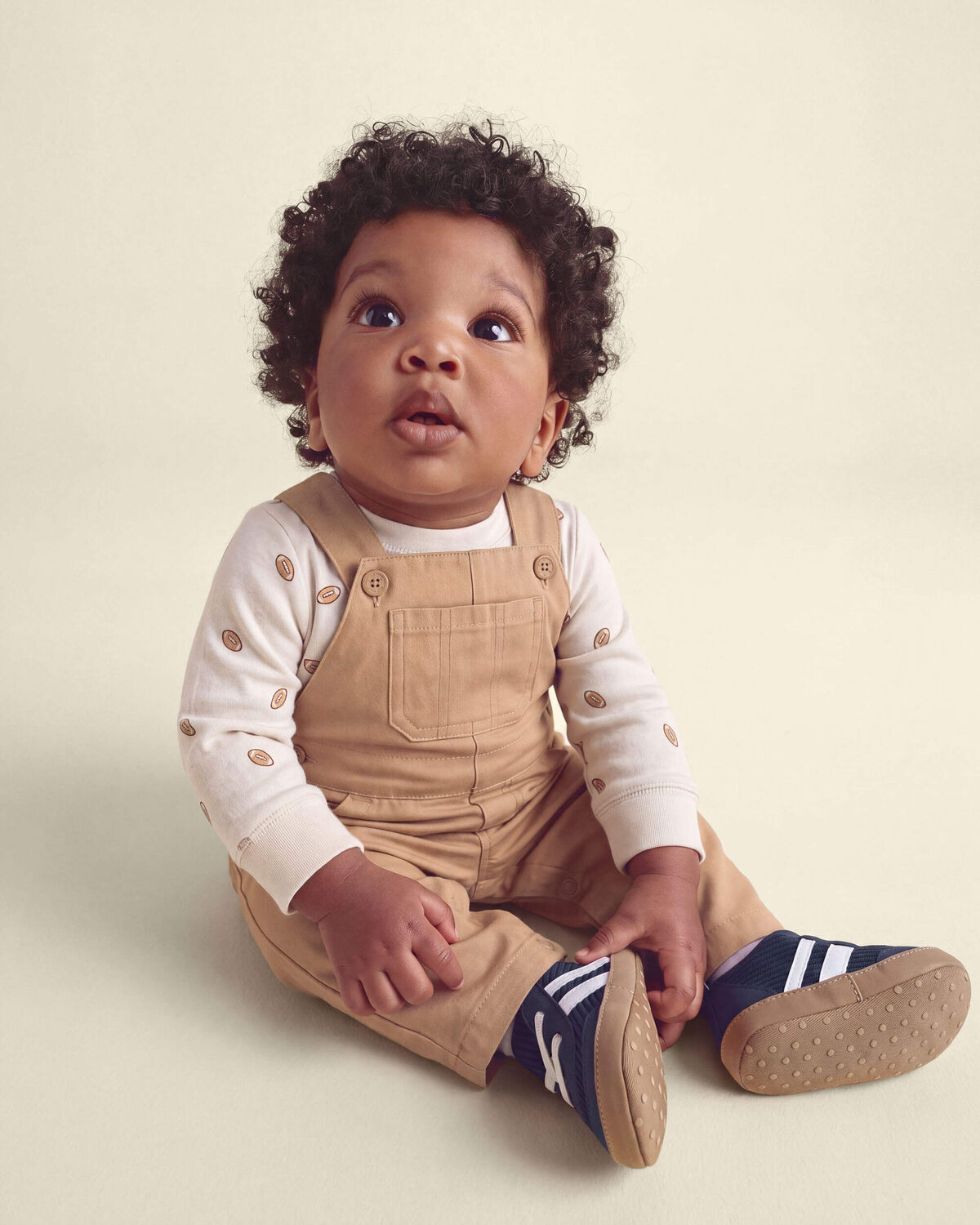 Baby Boy 2-Piece Football Long-Sleeve Overall Set - Brown/Cream - Image 6