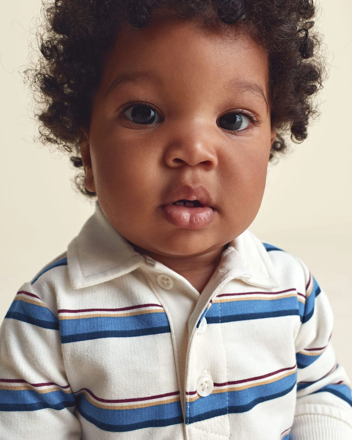 Baby Boy Striped French Terry Long-Sleeve Jumpsuit - Blue/Cream - Image 3