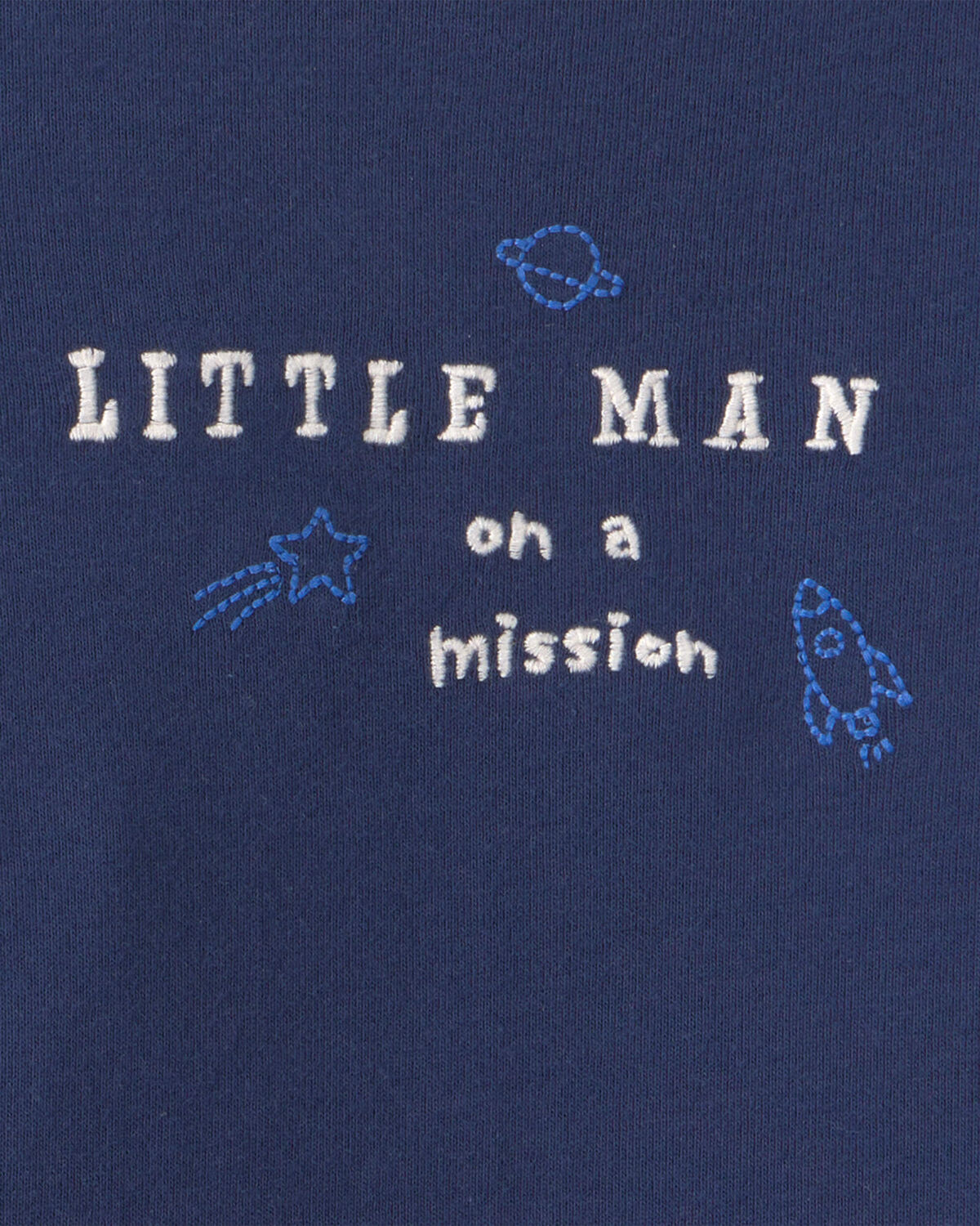 Baby Boy 2-Piece 'Little Man On a Mission' Space Long-Sleeve Bodysuit & Pant Set - Navy Blue - Image 3