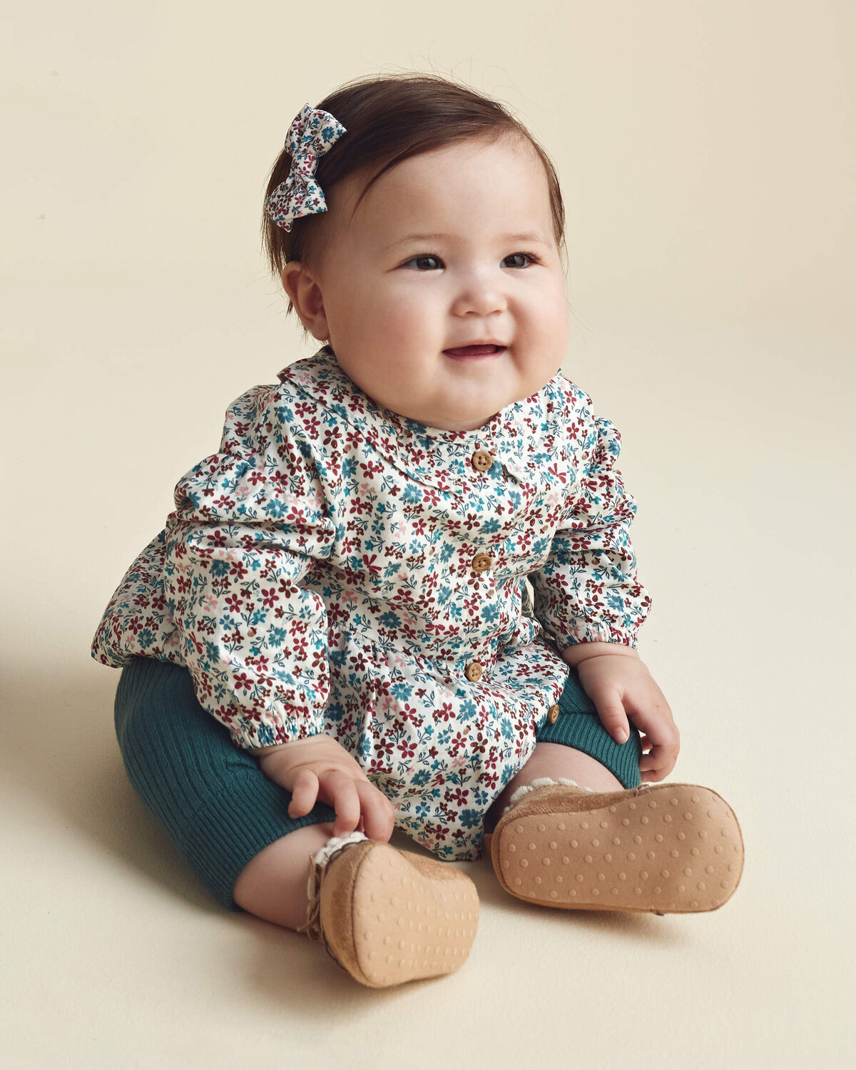 Baby Girl 3-Piece Floral Long-Sleeve Top & Pant Set - Image 2