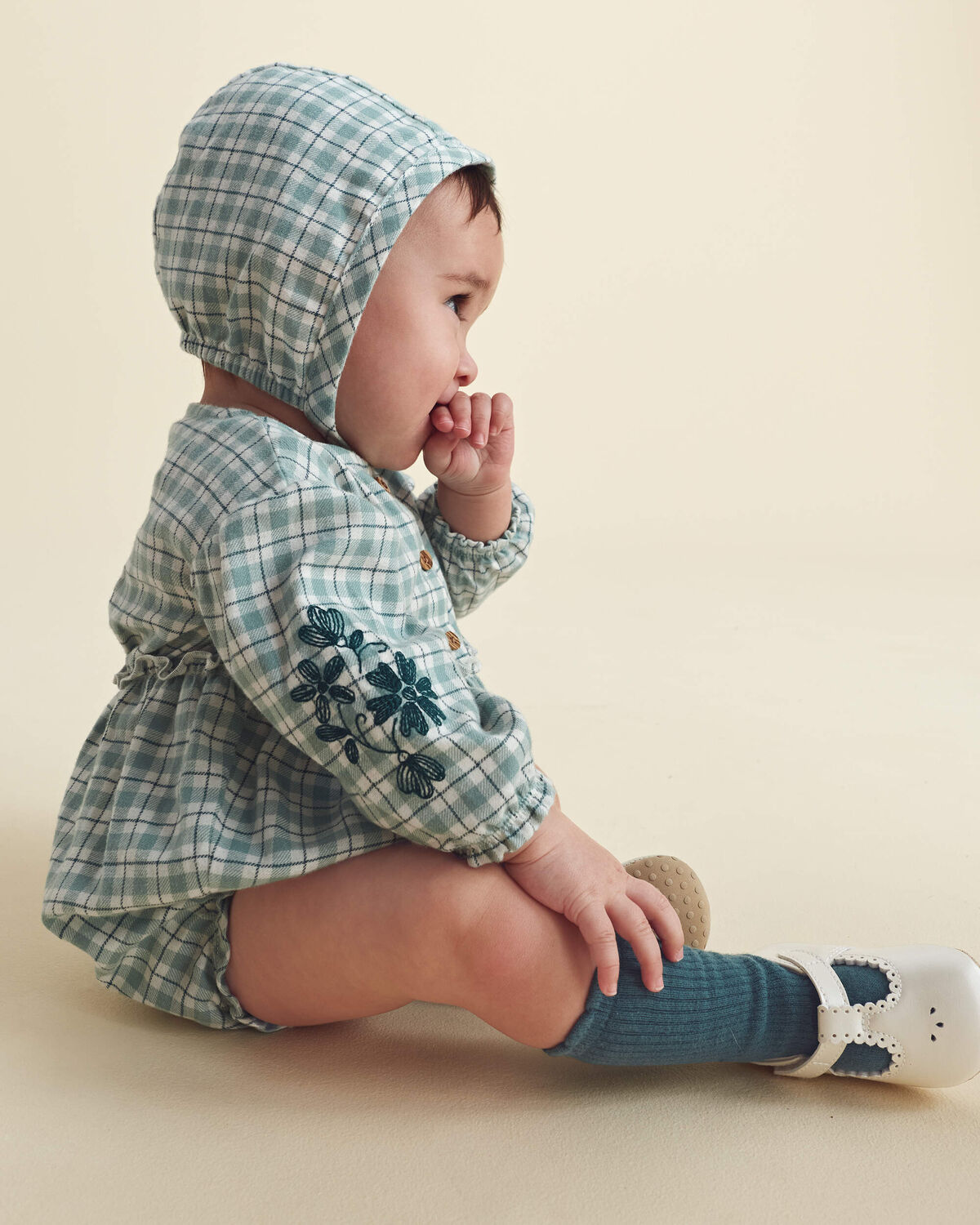Baby Girl 3-Piece Flannel Long-Sleeve Bubble Set - Green - Image 4