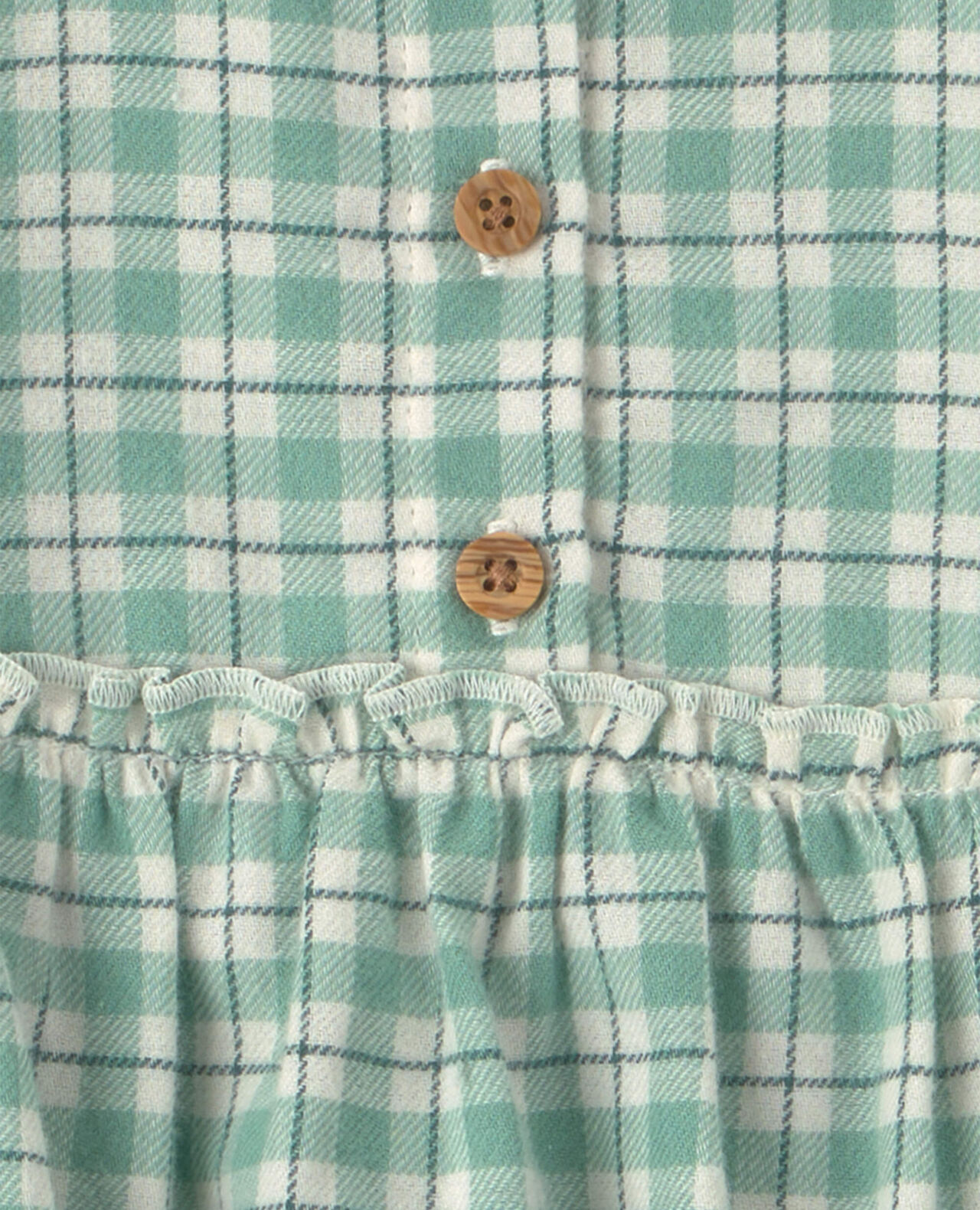 Baby Girl 3-Piece Flannel Long-Sleeve Bubble Set - Green - Image 7