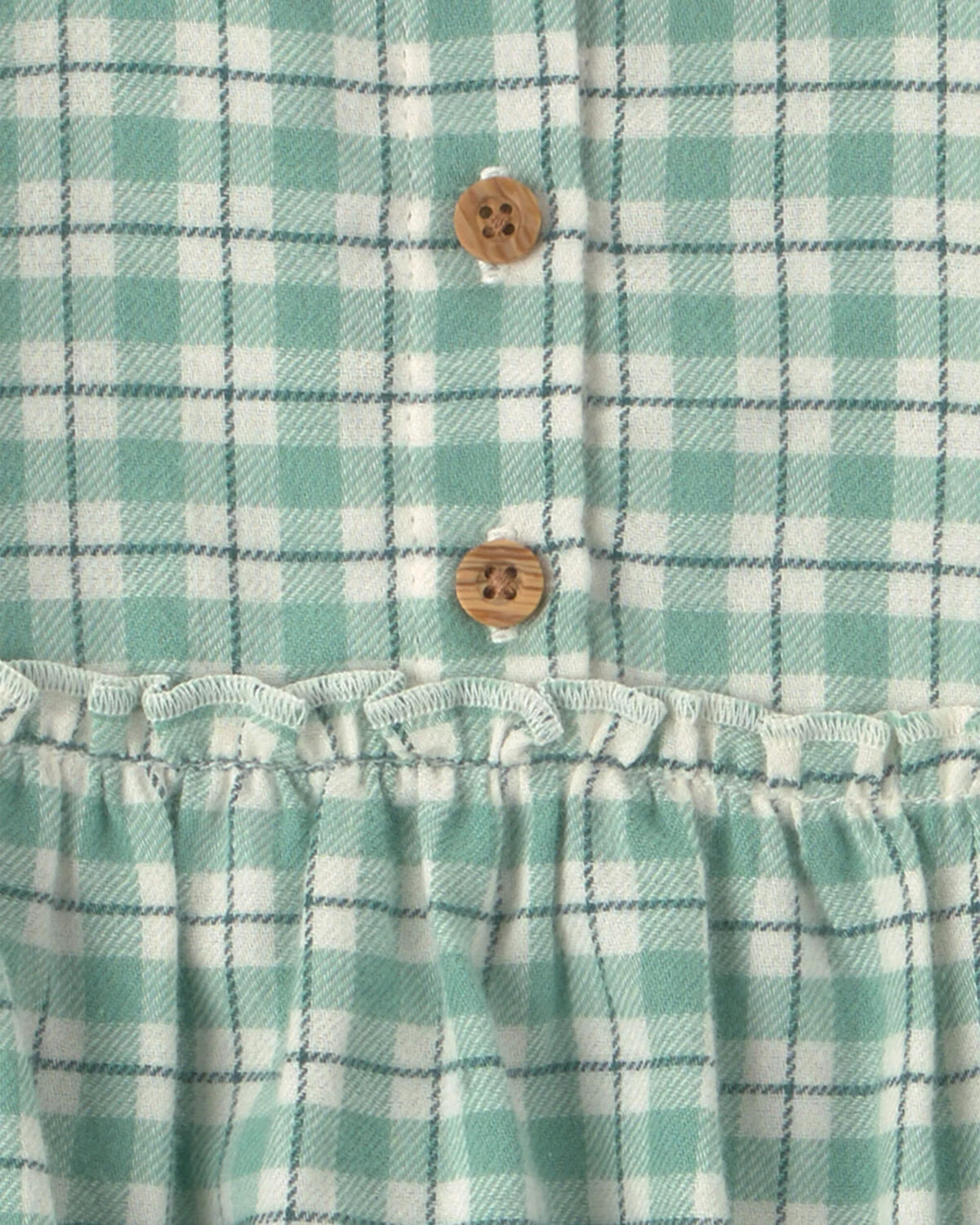 Baby Girl 3-Piece Flannel Long-Sleeve Bubble Set - Green - Image 6