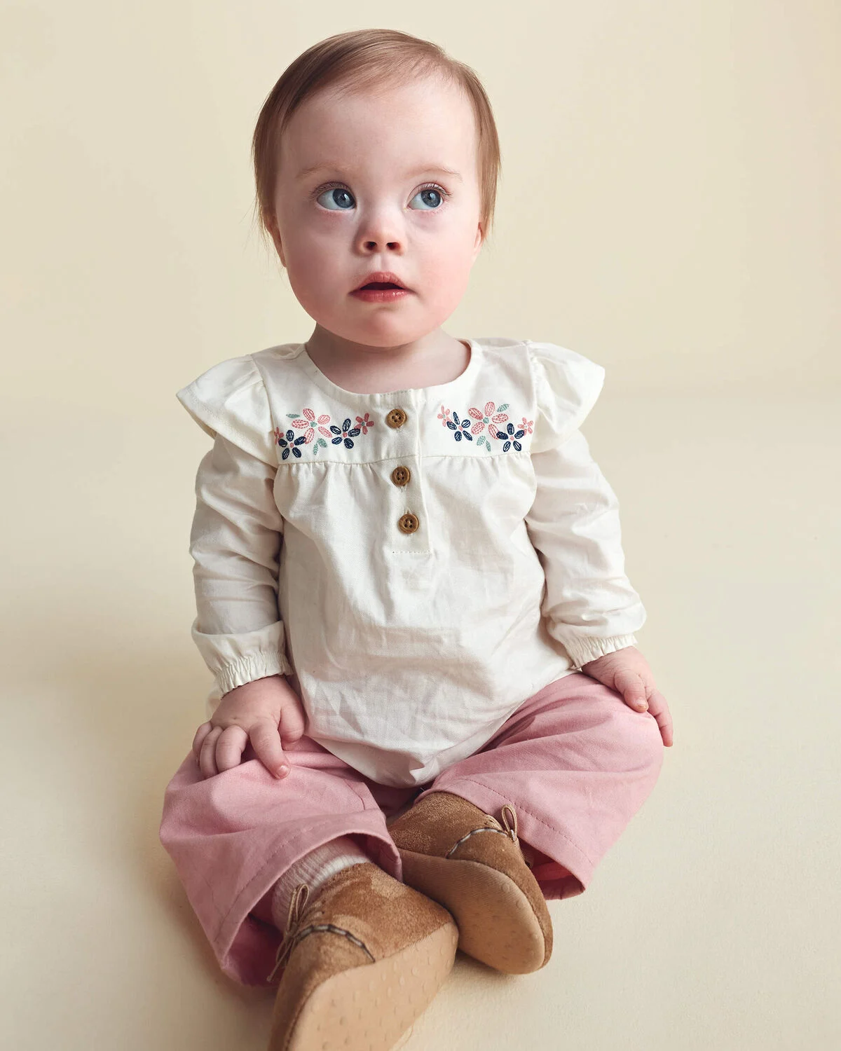 Baby Girl 2-Piece Floral Long-Sleeve Top & Pant Set - Pink/Cream - Image 2