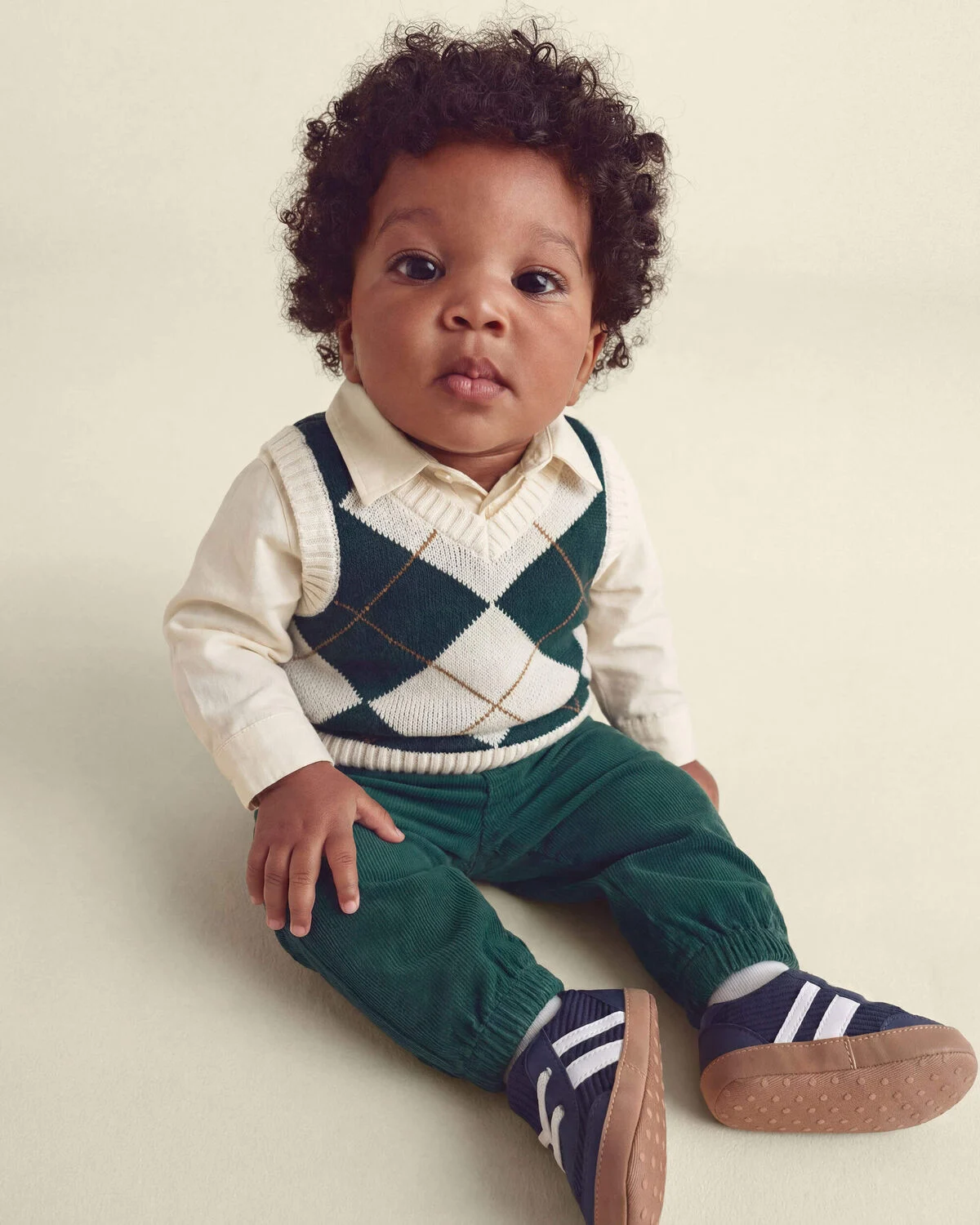 Baby Boy 3-Piece Argyle Layering Set - Green/Cream - Image 6