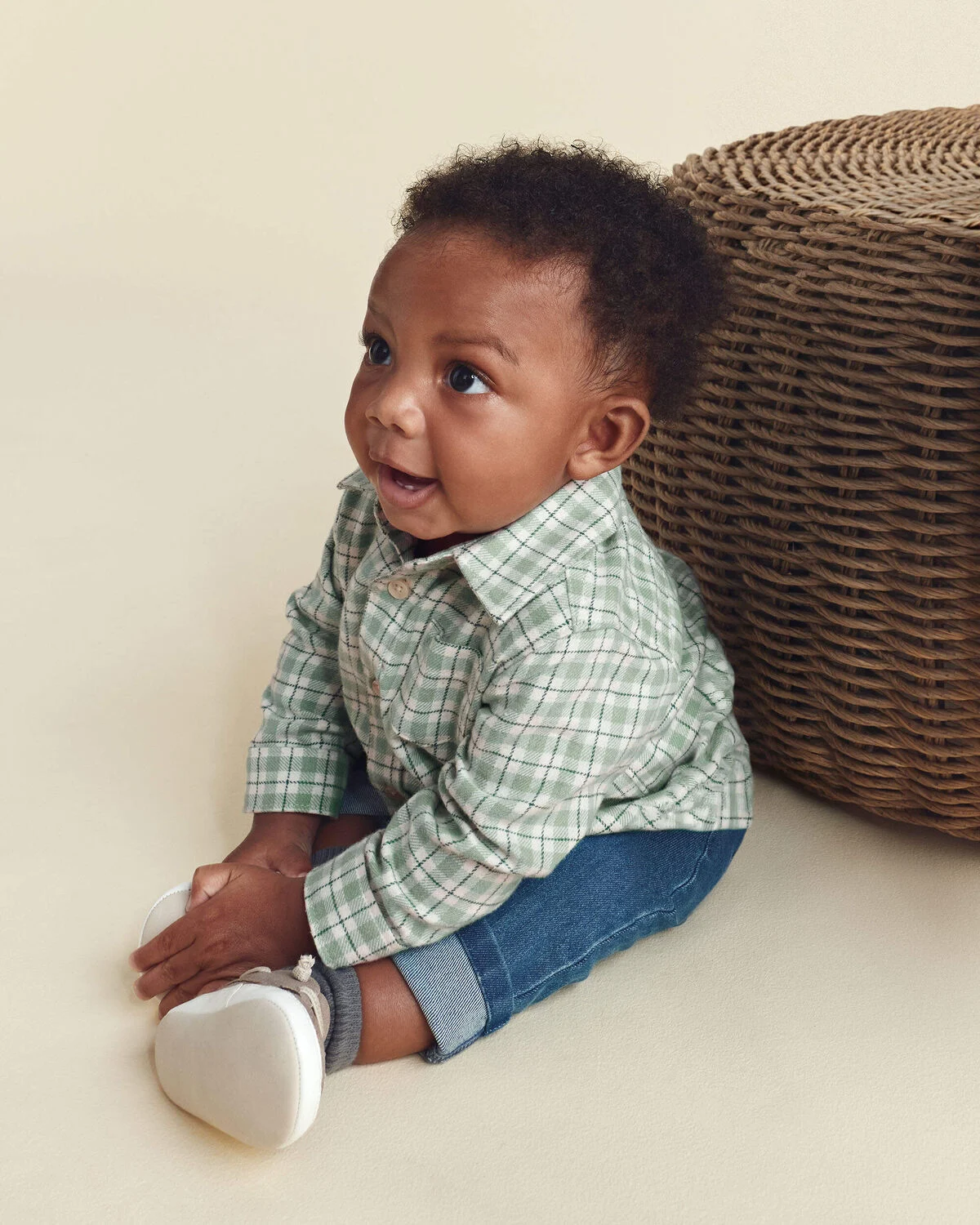 Baby Boy 2-Piece Plaid Flannel Long-Sleeve Top & Pant Set - Green/Indigo - Image 2