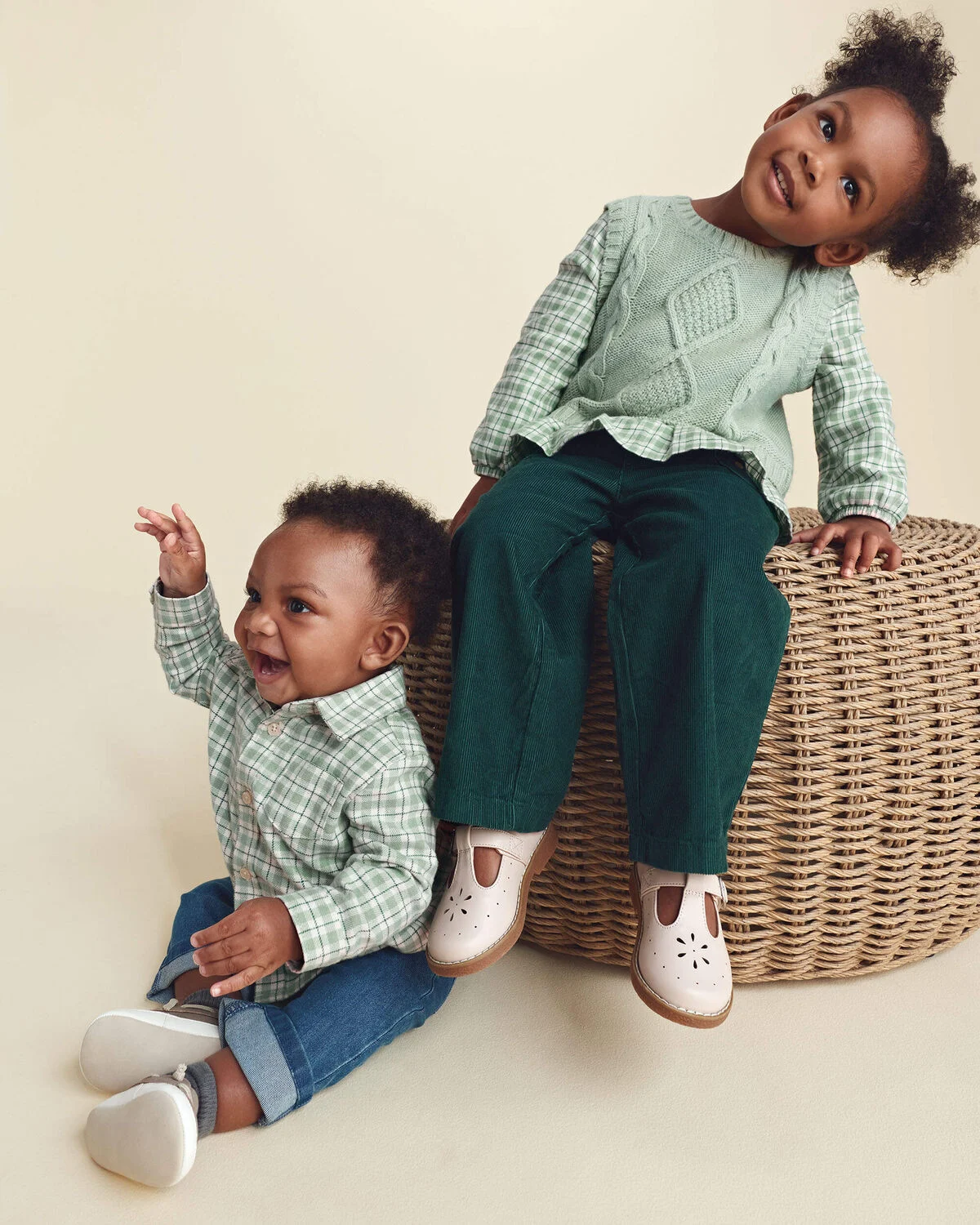 Baby Boy 2-Piece Plaid Flannel Long-Sleeve Top & Pant Set - Green/Indigo - Image 3