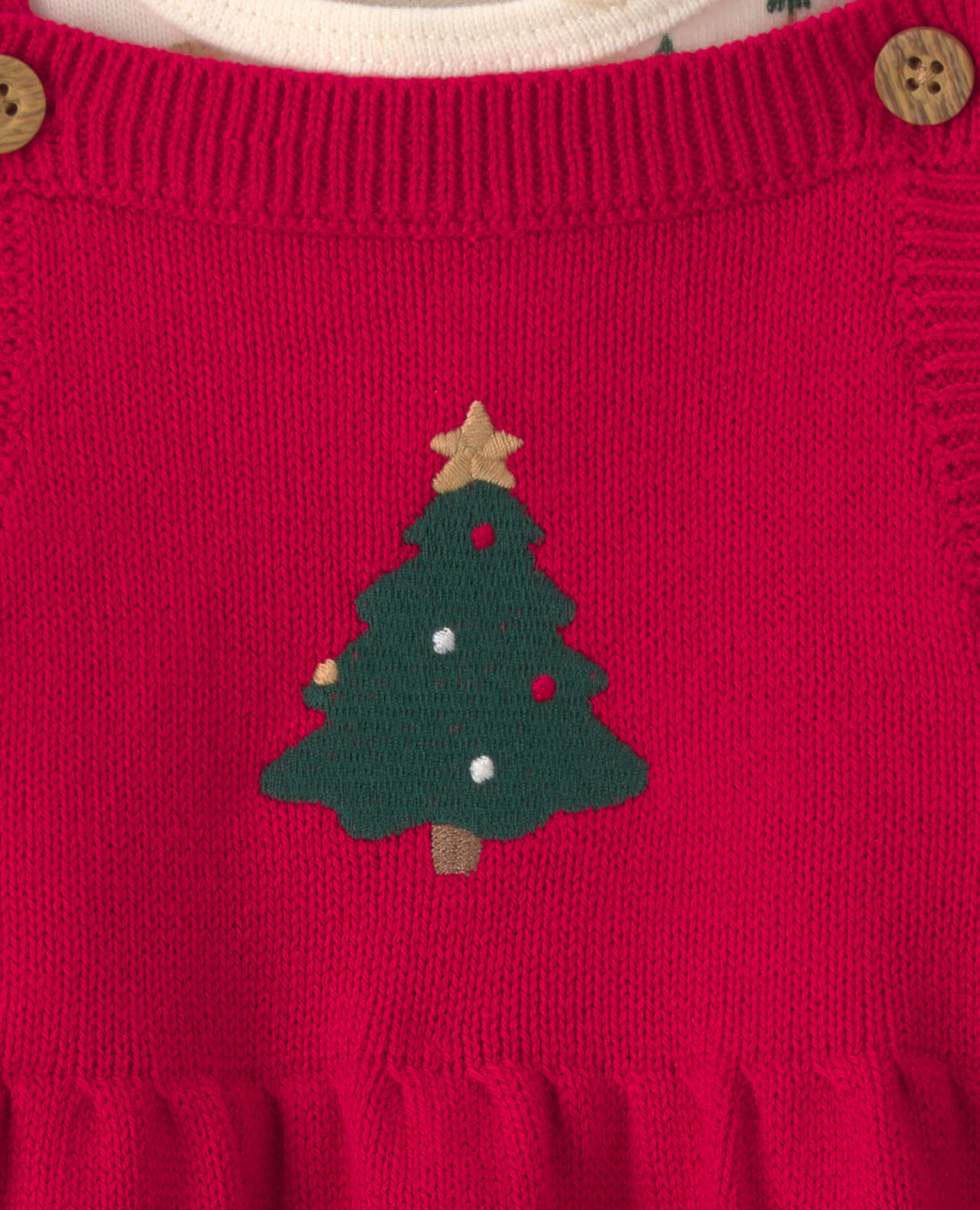 Baby Girl 3-Piece Christmas Tree Long-Sleeve Sweater Dress Set - Red/Cream - Image 6
