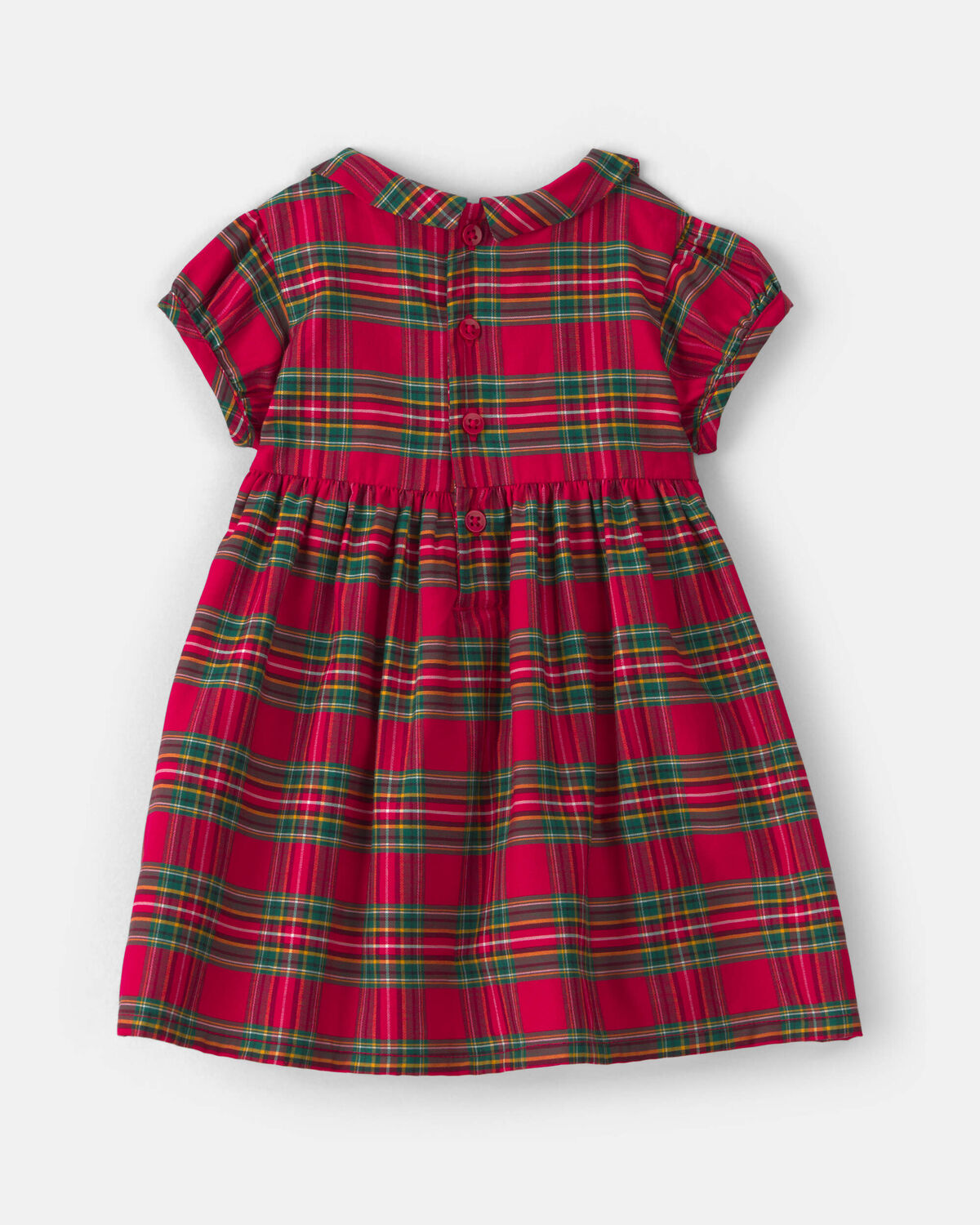Baby Girl Holiday Plaid Short-Sleeve Dress - Red - Image 2
