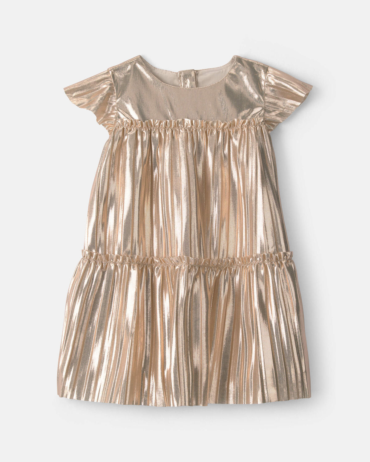 Baby Girl Metallic Crinkle Short-Sleeve Dress - Gold