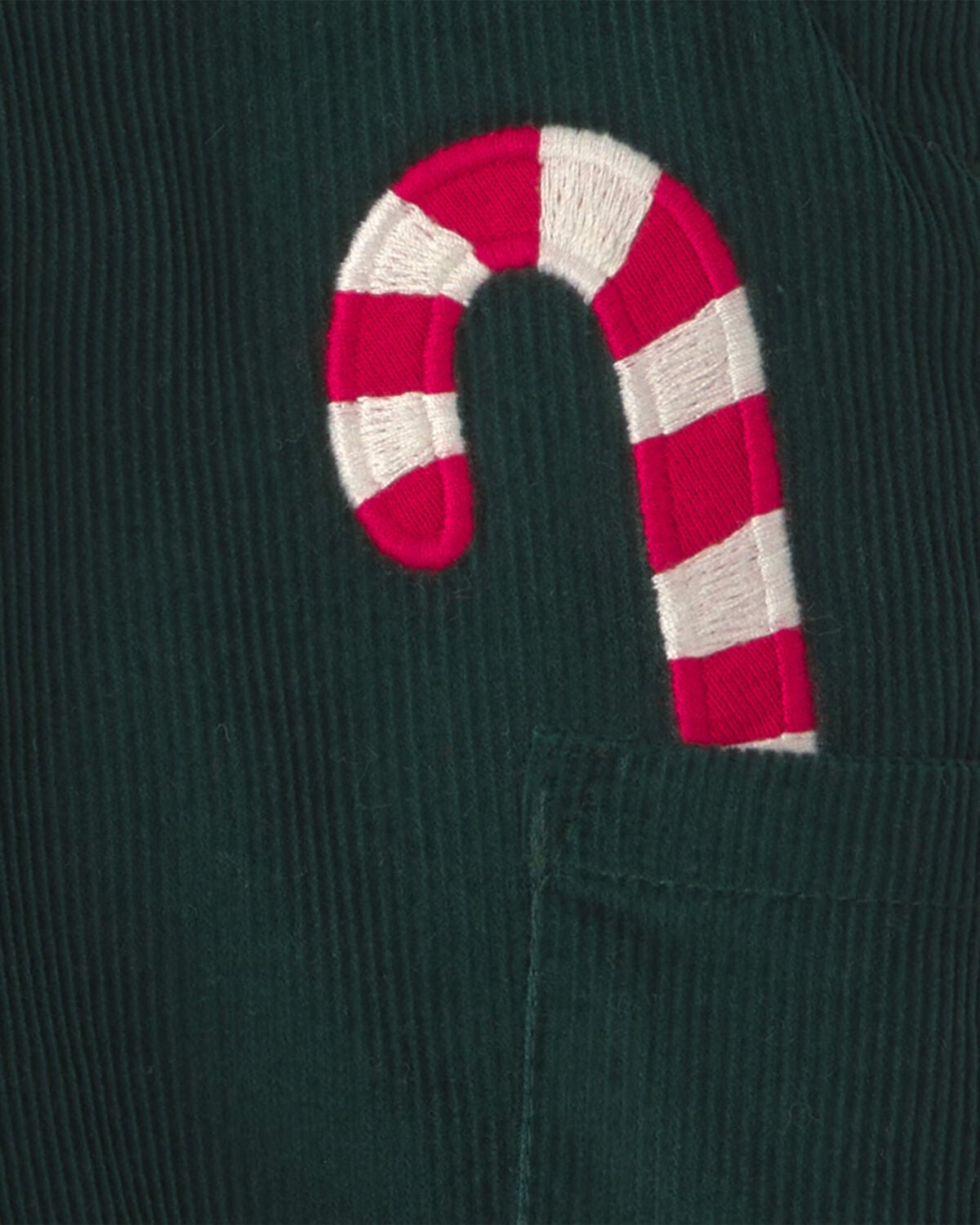 Baby Boy 2-Piece Candy Cane Corduroy Long-Sleeve Overall Set - Green/Cream - Image 4