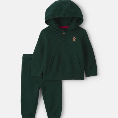Baby Boy 2-Piece Gingerbread Long-Sleeve Top & Pant Set - Green
