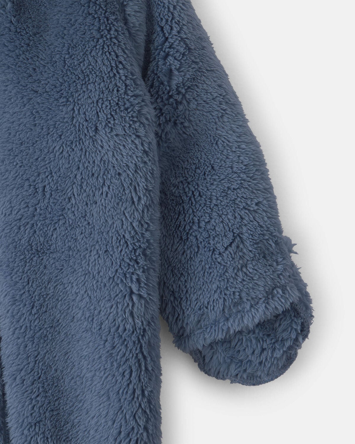 Baby Boy Bear Teddy Fleece Long-Sleeve Jumpsuit - Blue - Image 3