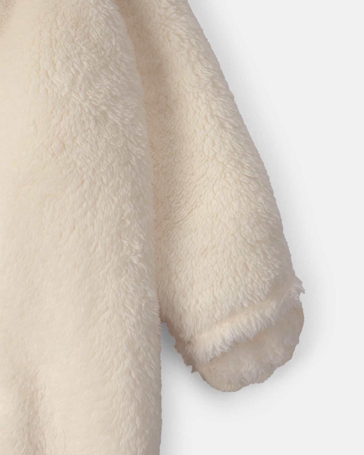 Baby Bear Teddy Fleece Long-Sleeve Jumpsuit - Cream - Image 3