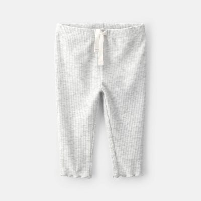 Baby Girl Rib Pull-On Leggings - Grey