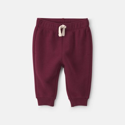 Baby Boy Fleece Pants - Burgundy