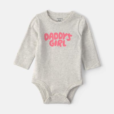 Baby Girl 'Daddys Girl' Long-Sleeve Graphic Bodysuit - Grey