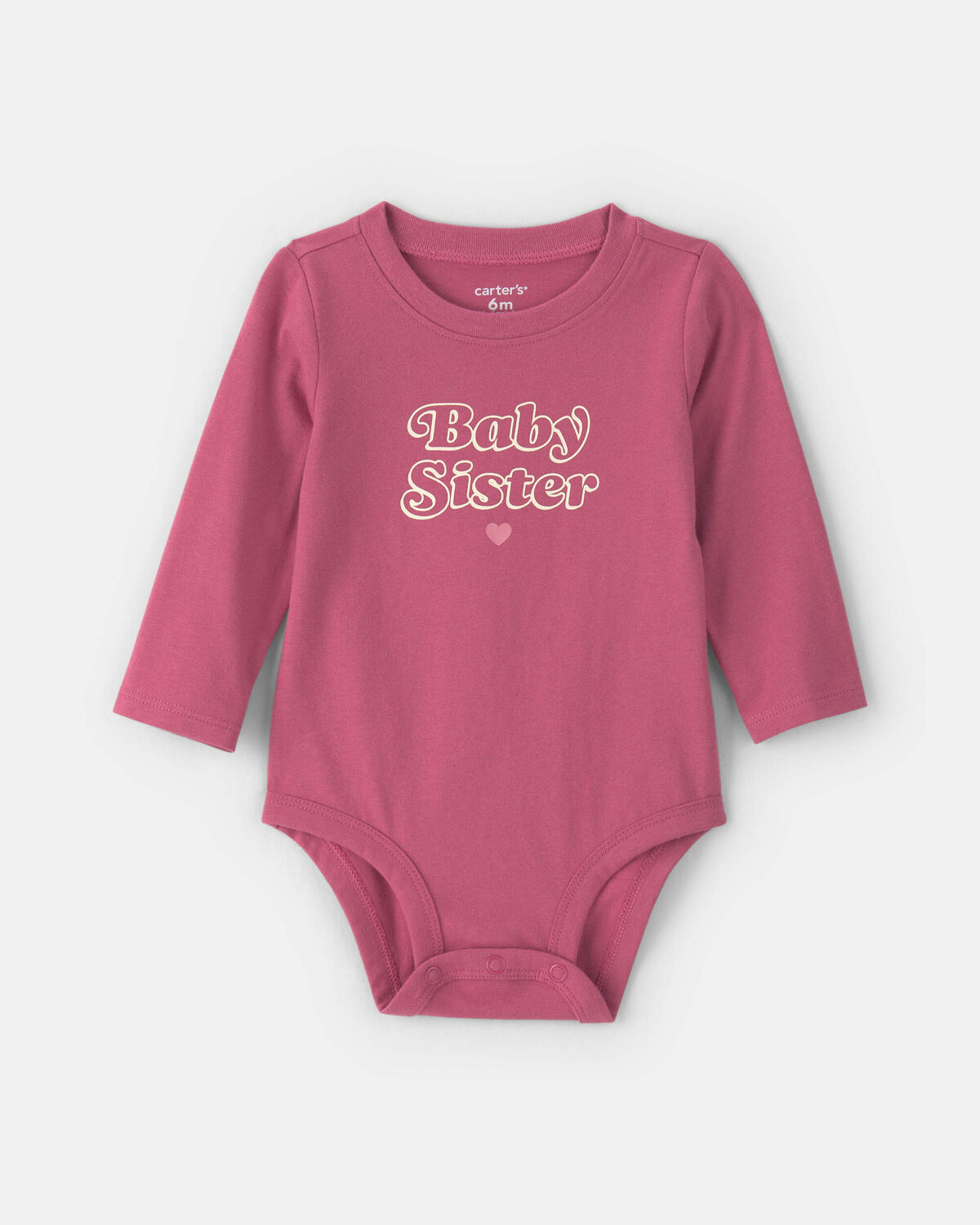 Baby Girl 'Baby Sister' Long-Sleeve Graphic Bodysuit - Pink