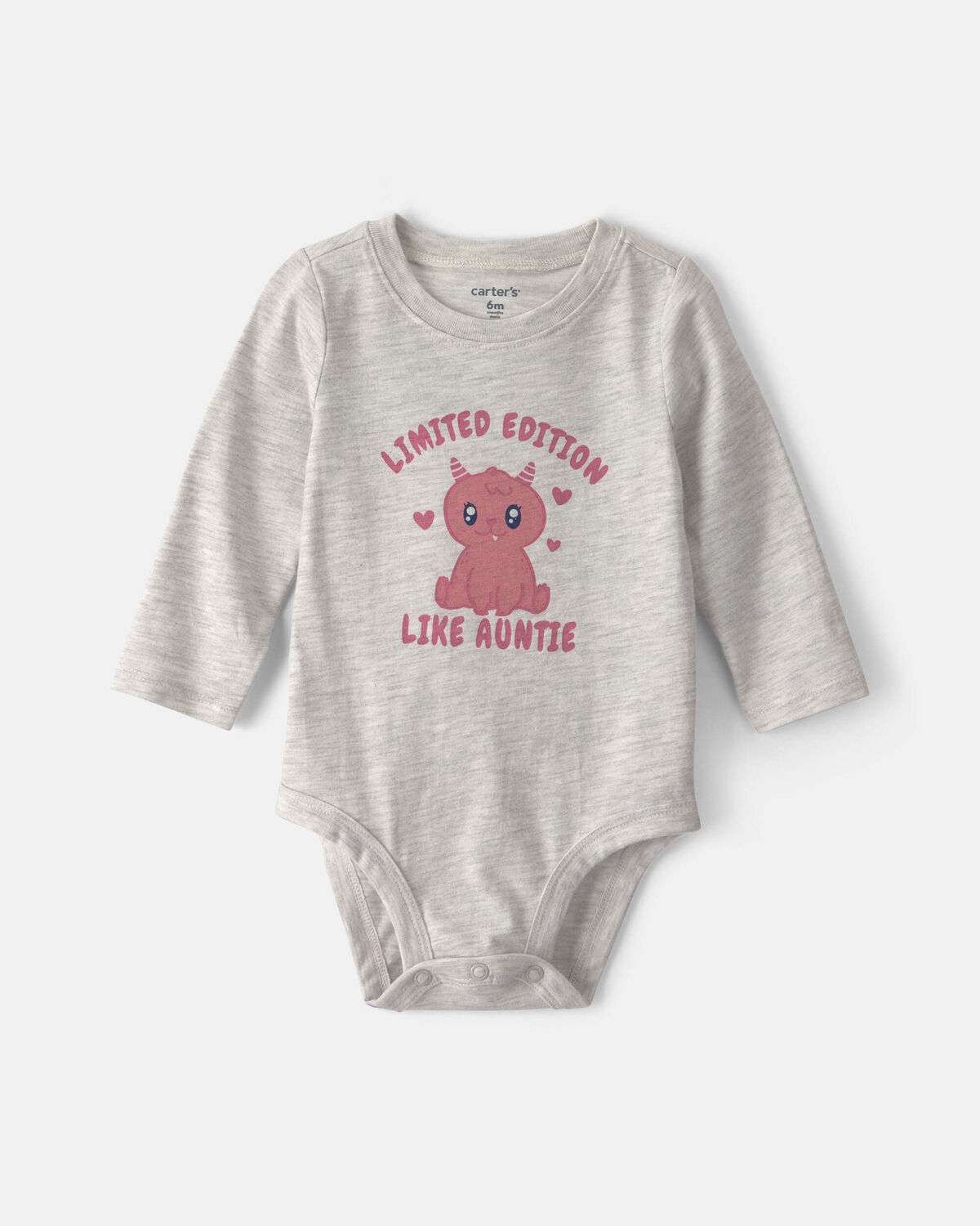 Baby Girl 'Limited Edition Like Auntie' Long-Sleeve Graphic Bodysuit - Grey
