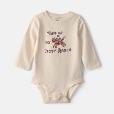 Baby 'This Is My First Rodeo' Long-Sleeve Graphic Bodysuit - Cream