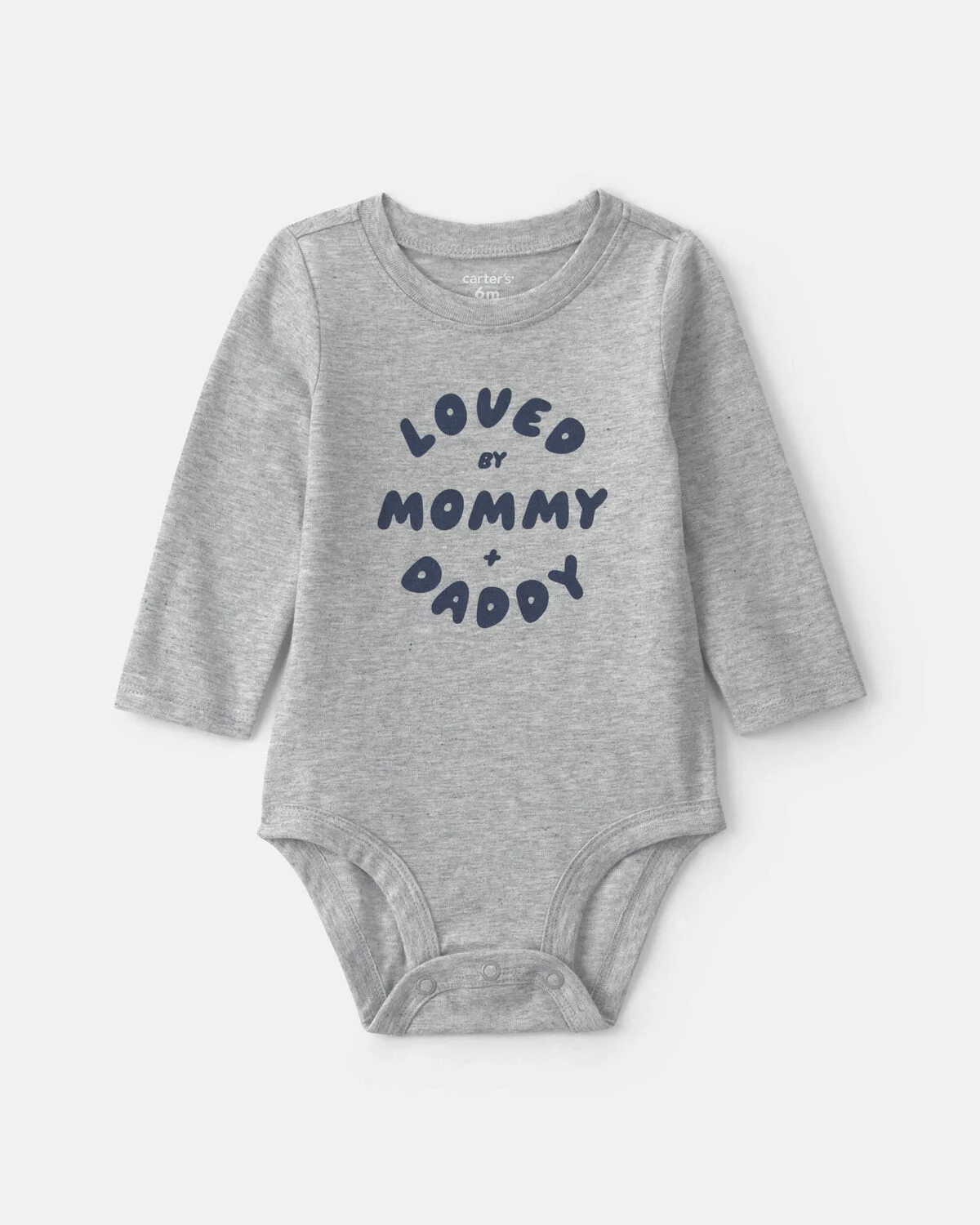 Baby Boy 'Loved By Mommy & Daddy' Long-Sleeve Graphic Bodysuit - Grey