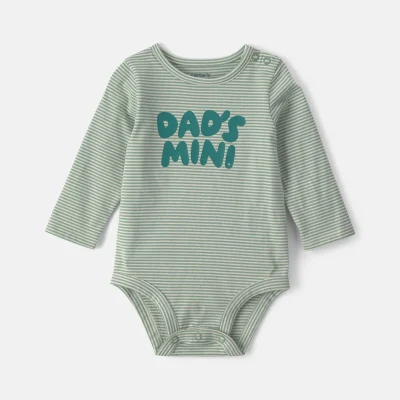 Baby Boy 'Dad's Mini' Long-Sleeve Graphic Bodysuit - Green