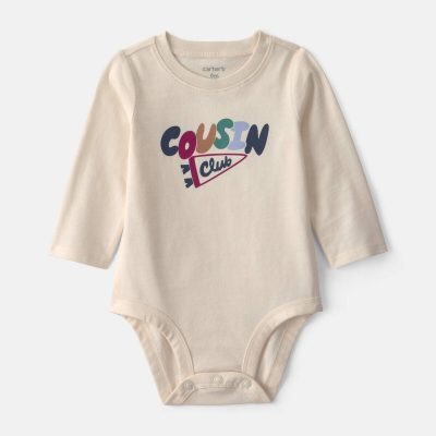 Baby 'Cousin Club' Long-Sleeve Graphic Bodysuit - Cream