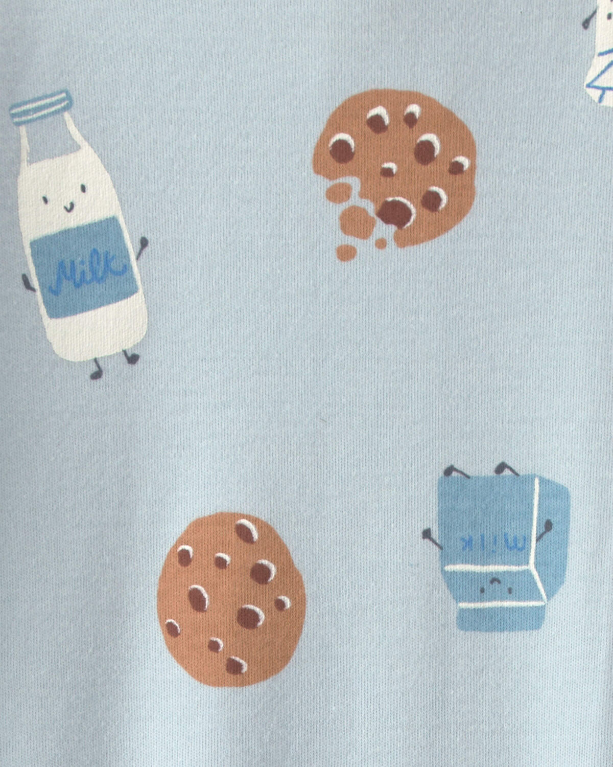 Baby Boy Milk & Cookies 100% Cotton 2-Way Zip Sleep & Play Pajamas - Blue - Image 4