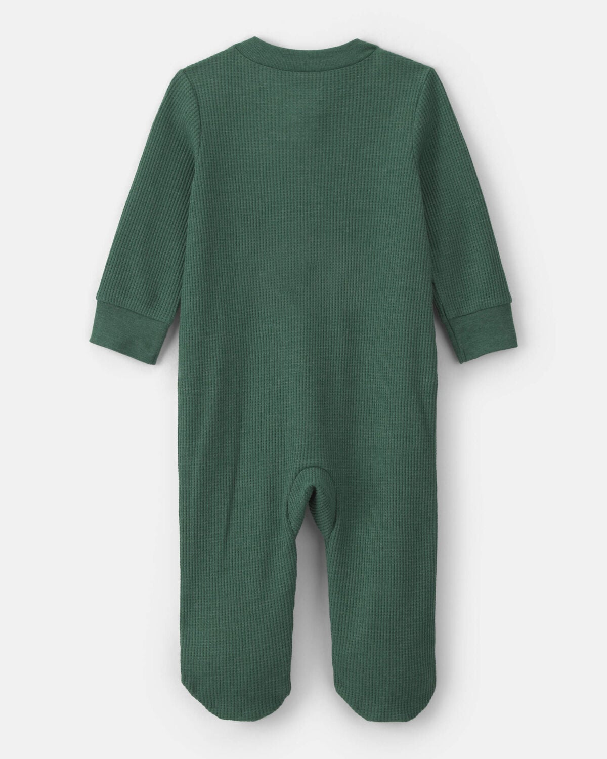 Baby Boy Moose Cotton 2-Way Zip Thermal Sleep & Play Pajamas - Green - Image 2
