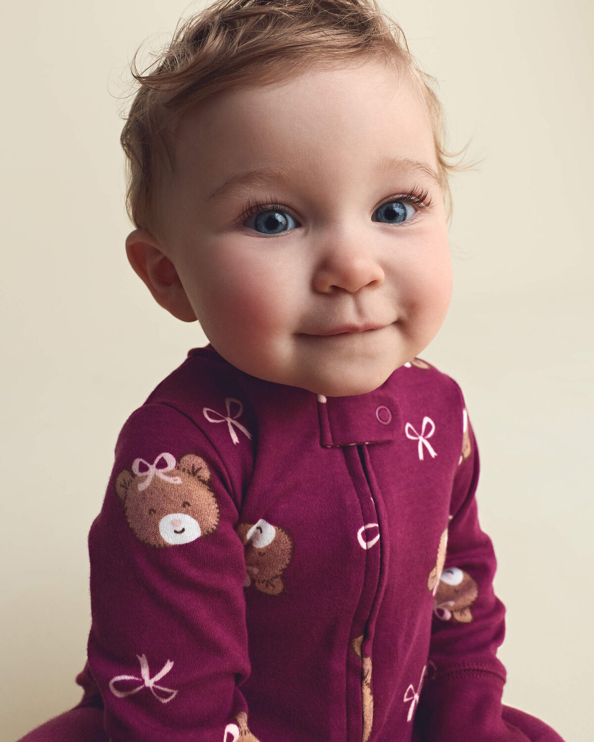 Baby Girl Bear 100% Cotton 2-Way Zip Sleep & Play Pajamas - Purple - Image 3