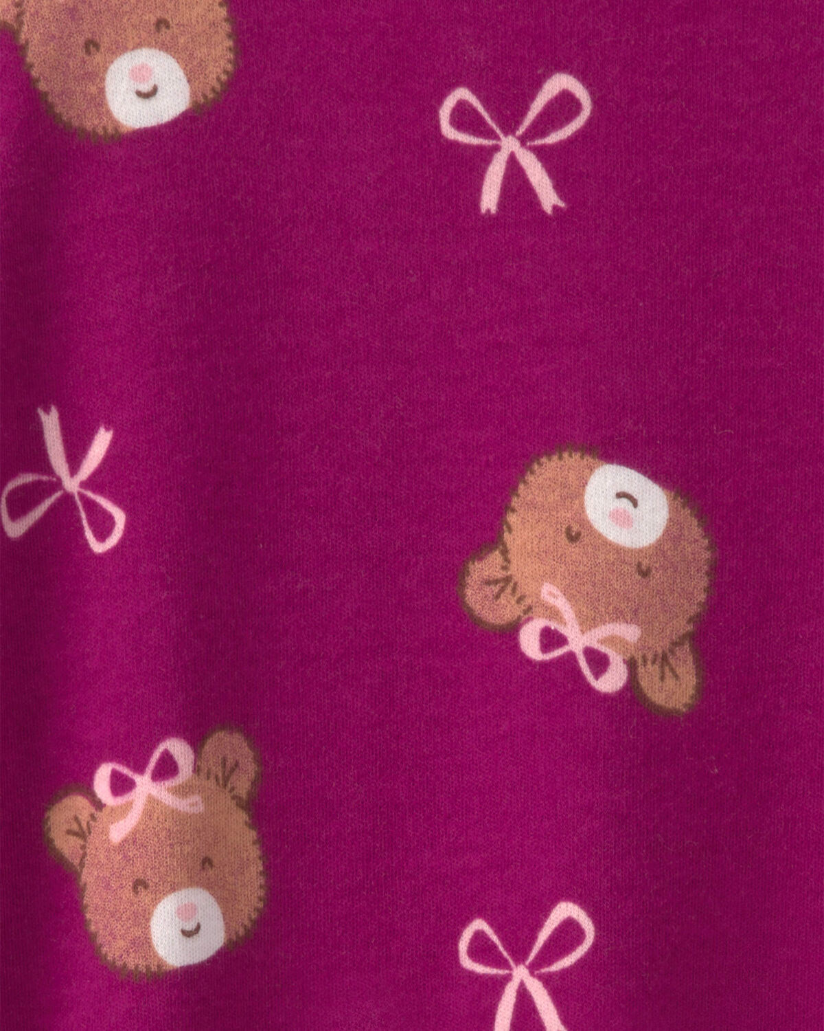 Baby Girl Bear 100% Cotton 2-Way Zip Sleep & Play Pajamas - Purple - Image 7