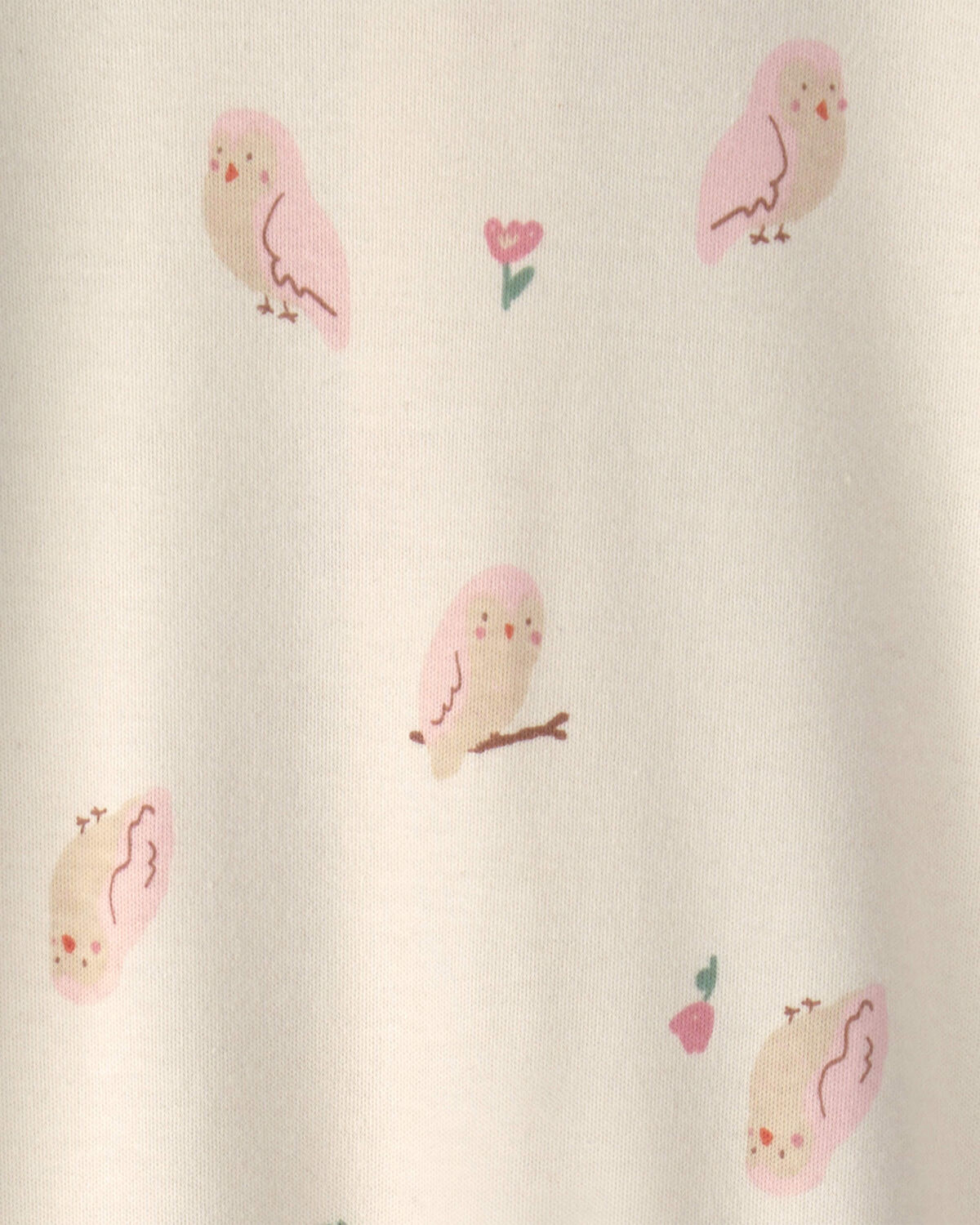 Baby Girl Owl 100% Cotton 2-Way Zip Sleep & Play Pajamas - Cream - Image 4