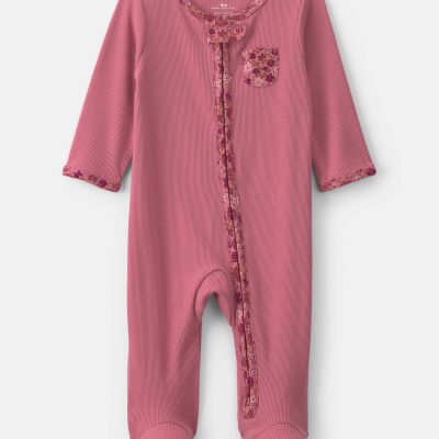 Baby Girl Floral Cotton 2-Way Zip Sleep & Play Pajamas - Pink
