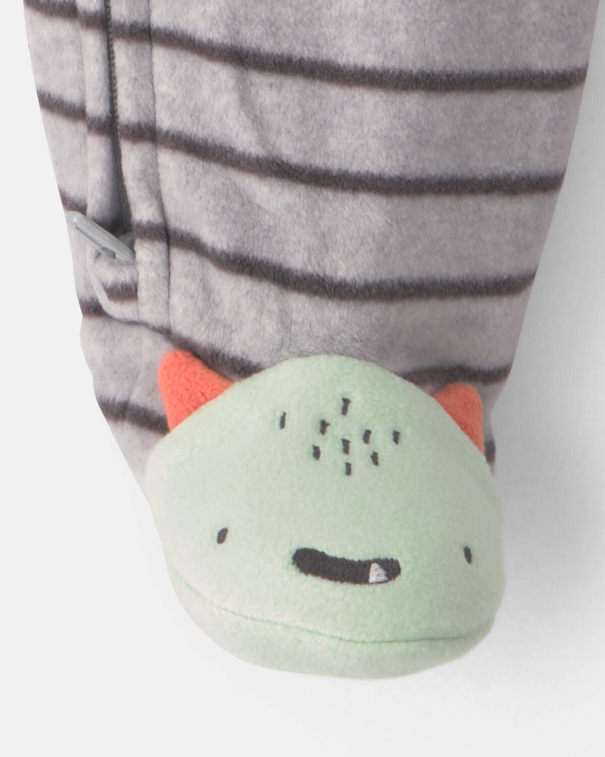 Baby Boy Monster Striped Fleece 2-Way Zip Sleep & Play Pajamas - Grey - Image 6