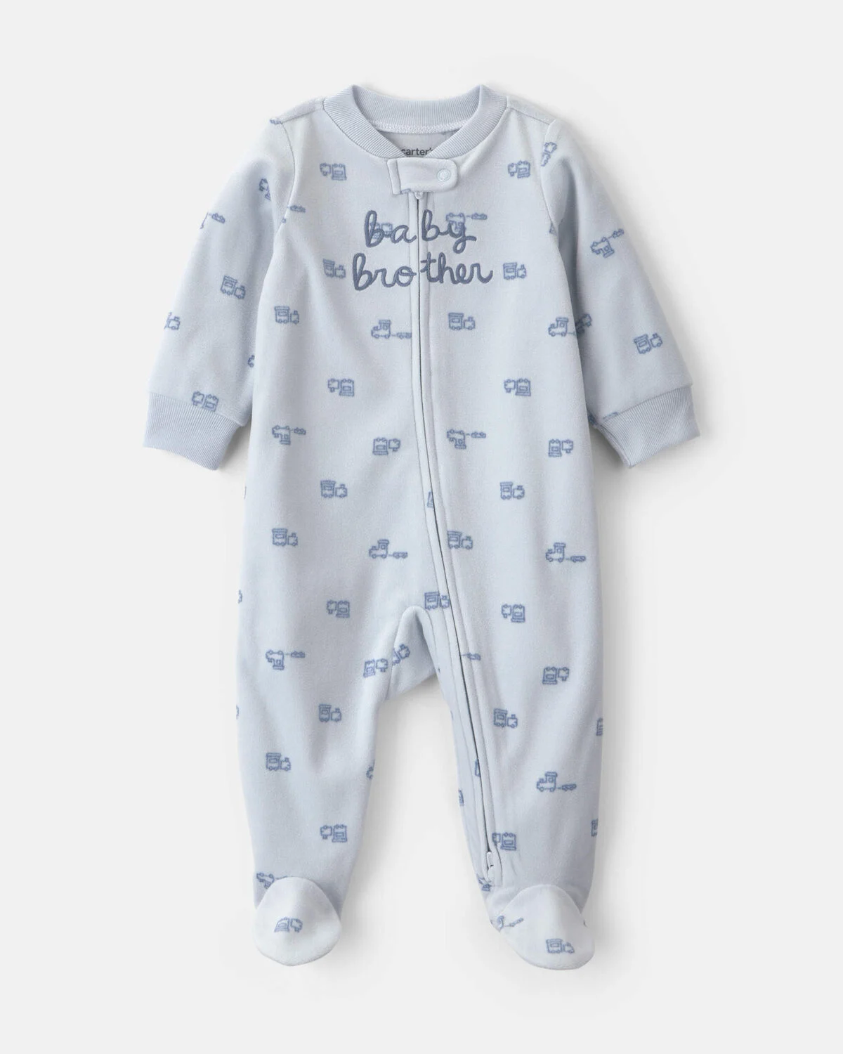 Baby Boy 'Baby Brother' Fleece 2-Way Zip Sleep & Play Pajamas - Blue