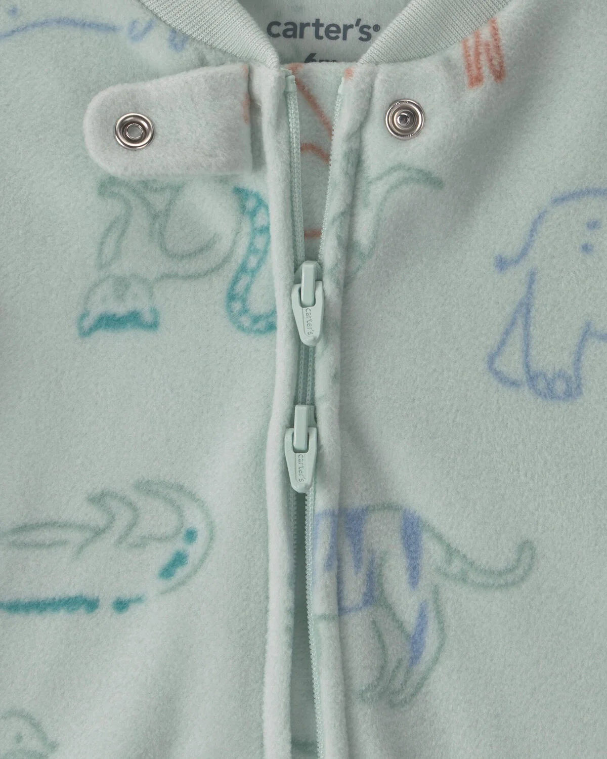 Baby Boy Safari Fleece 2-Way Zip Sleep & Play Pajamas - Green - Image 4
