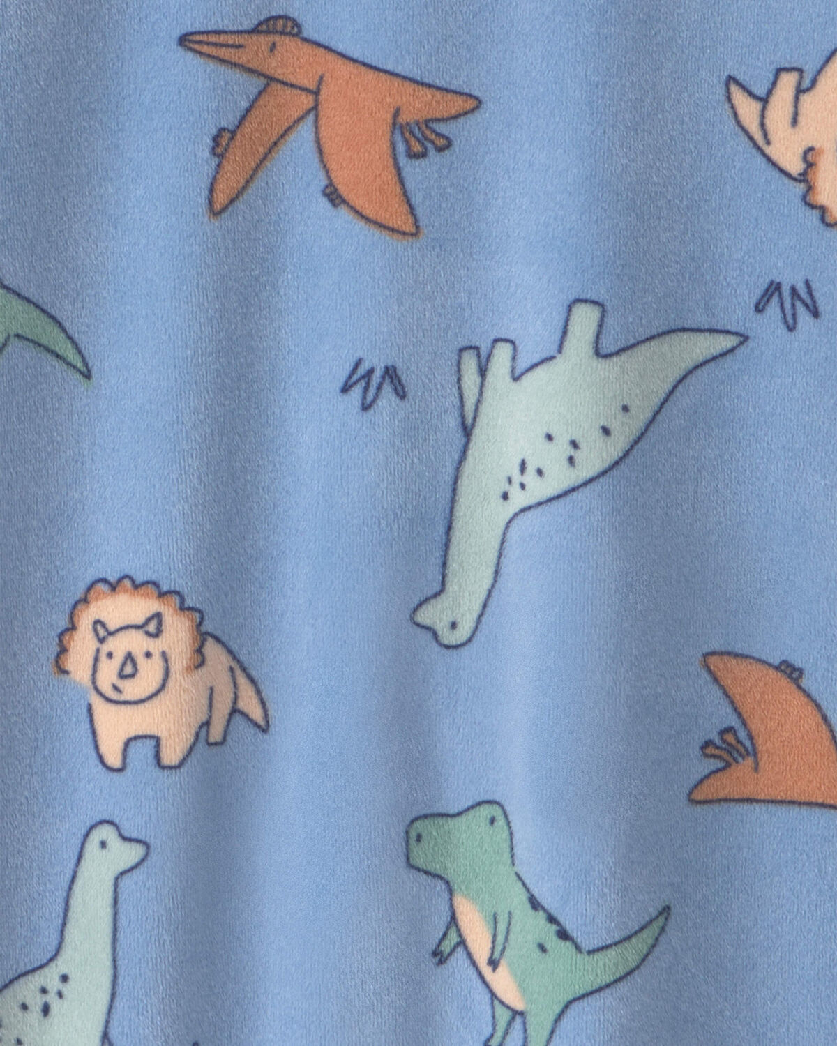 Baby Boy Dinosaur 2-Way Zip DreamPlush Sleep & Play Pajamas - Blue - Image 3